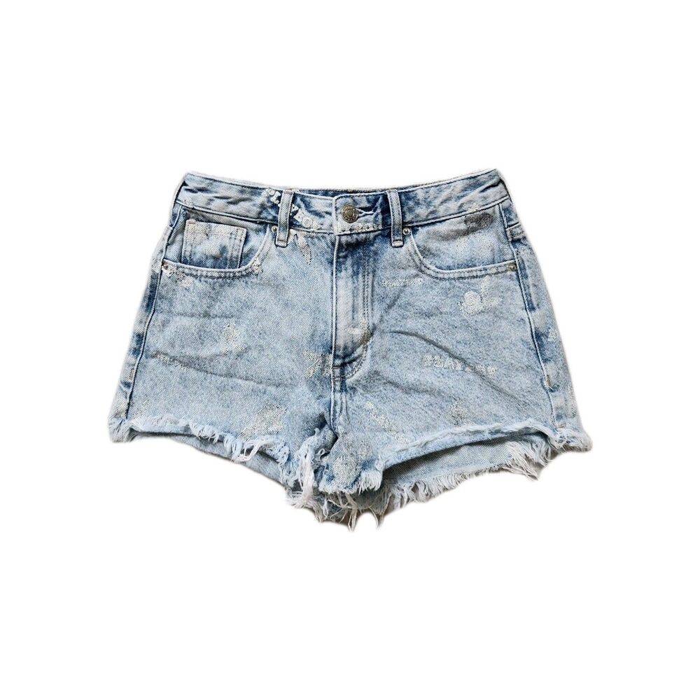 Playboy x PacSun Denim Cutoff Shorts Bunny Print Light Wash Raw Hem Womens 24